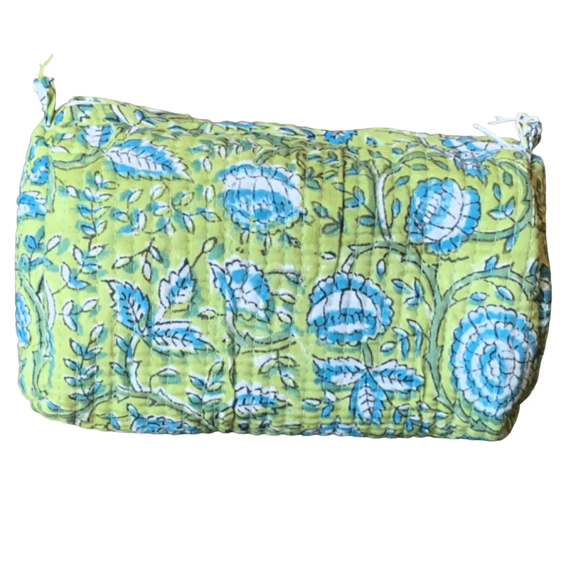 Quilted Block Print Toiletry Bag | 5 x 3 x 3