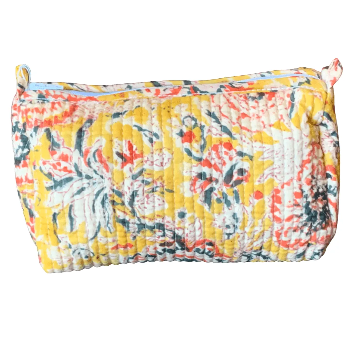 Quilted Block Print Toiletry Bag | 5 x 3 x 3