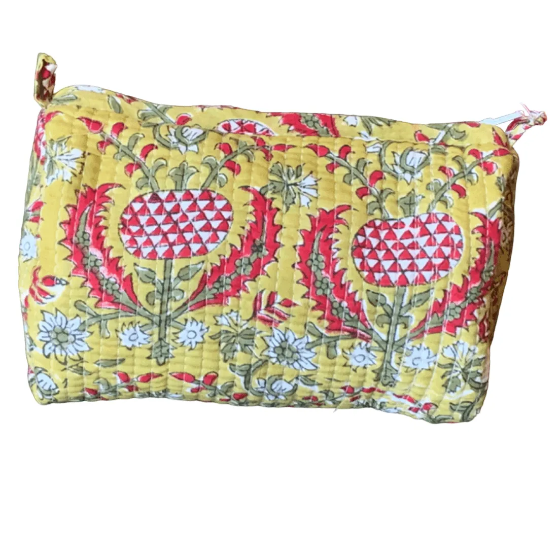 Quilted Block Print Toiletry Bag | 5 x 3 x 3