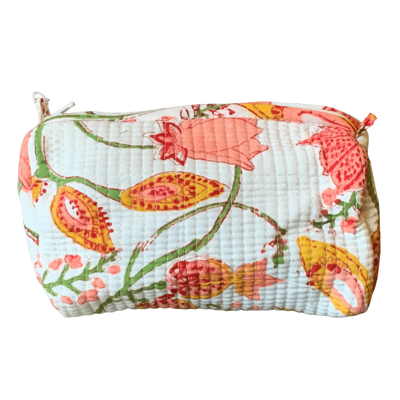 Quilted Block Print Toiletry Bag | 5 x 3 x 3