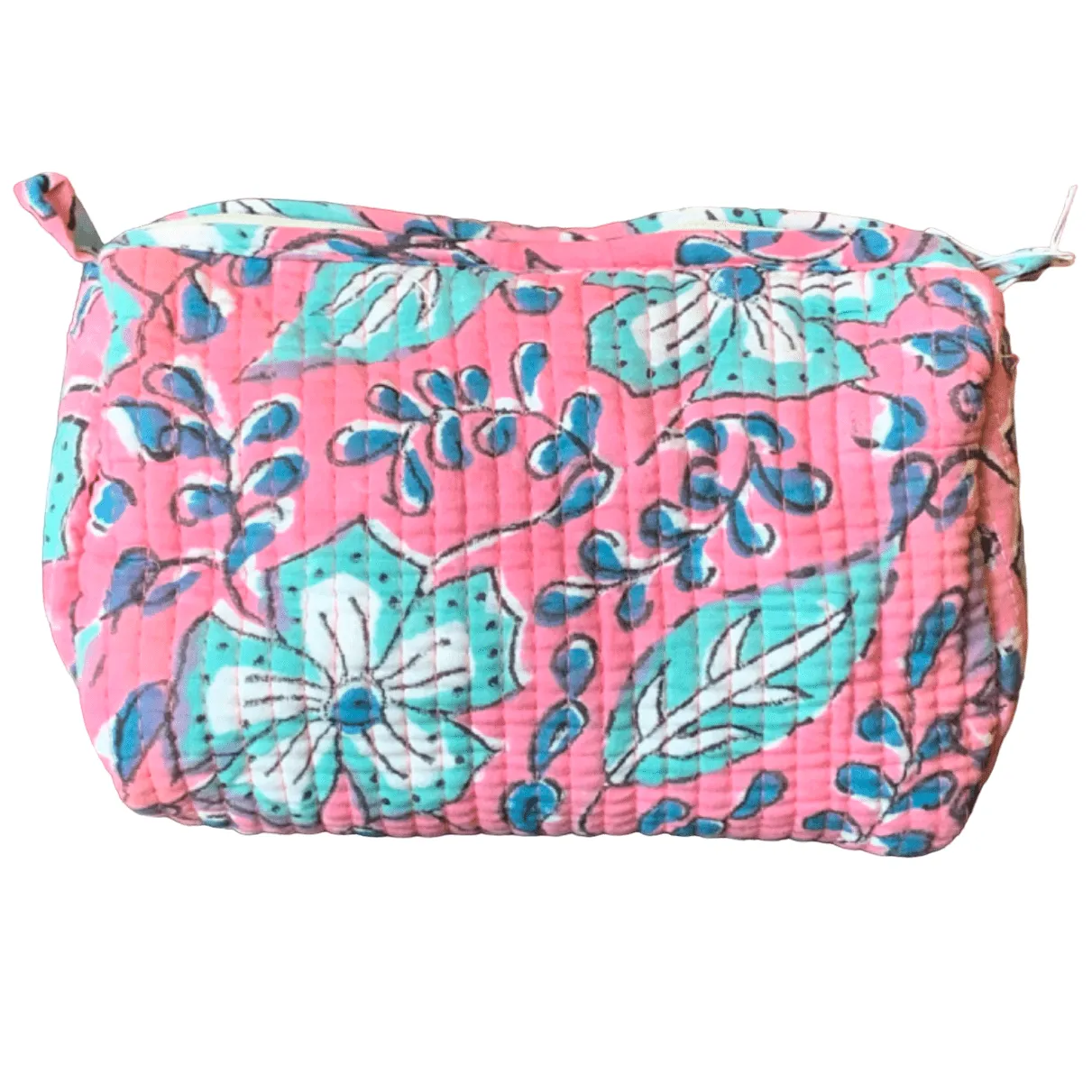 Quilted Block Print Toiletry Bag | 5 x 3 x 3