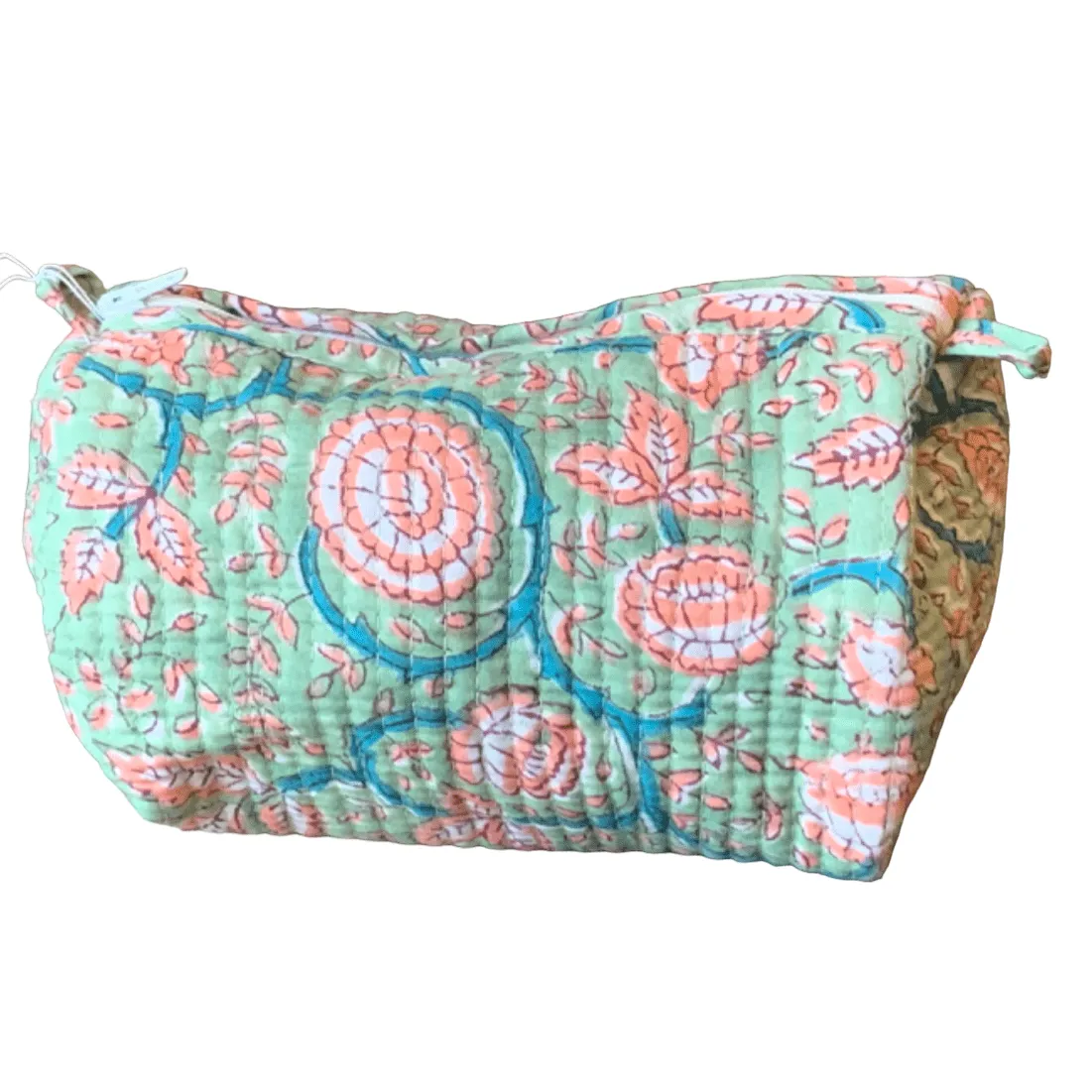 Quilted Block Print Toiletry Bag | 5 x 3 x 3
