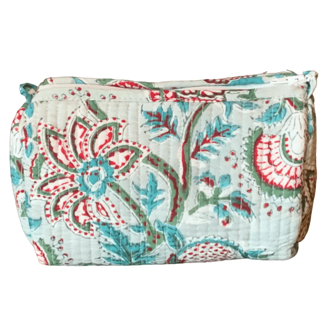 Quilted Block Print Toiletry Bag | 5 x 3 x 3