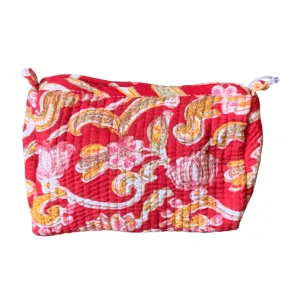 Quilted Block Print Toiletry Bag | 5 x 3 x 3