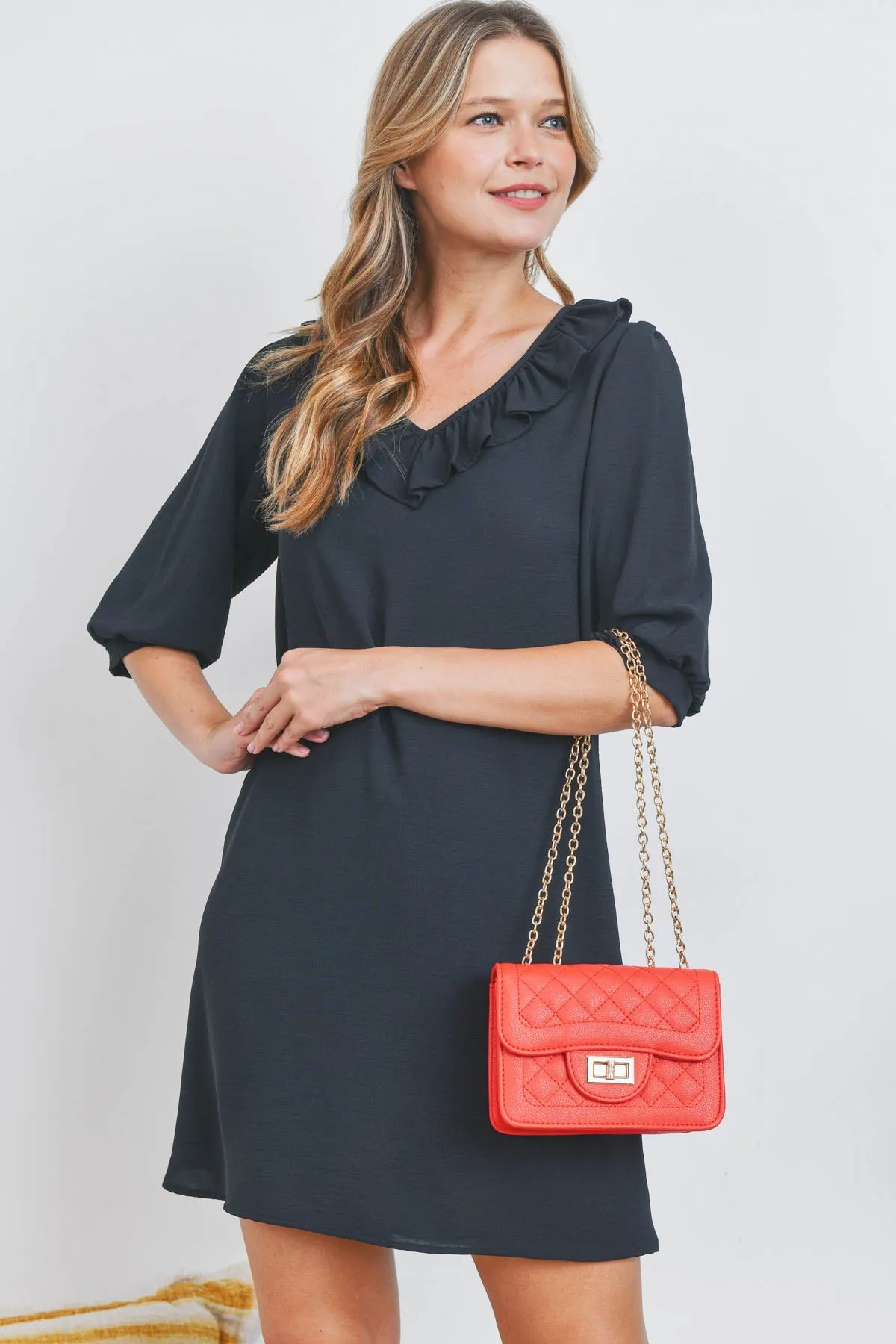 QUILTED DIAMOND LEATHER CROSS BODY BAG