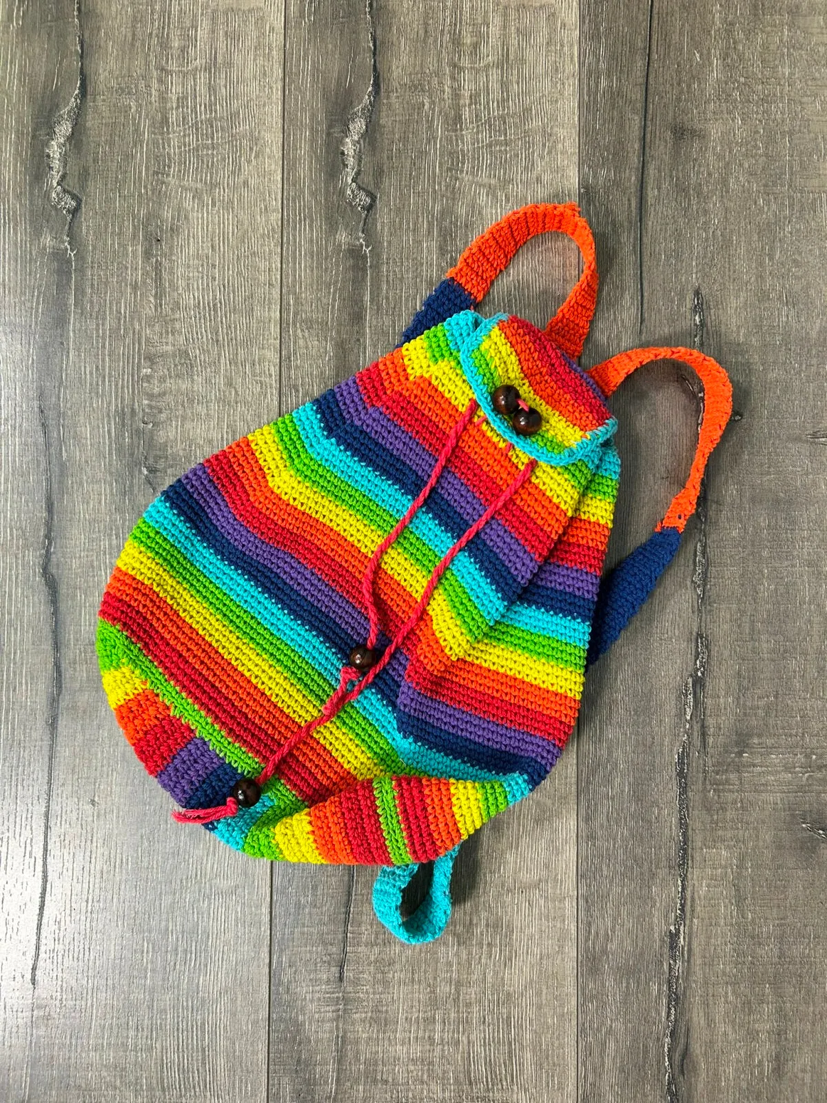 Rainbow Crochet Rucksack