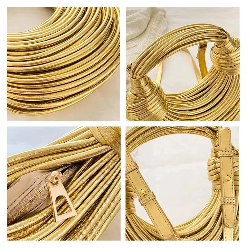 Rainbow Gold Woven Circle Bag
