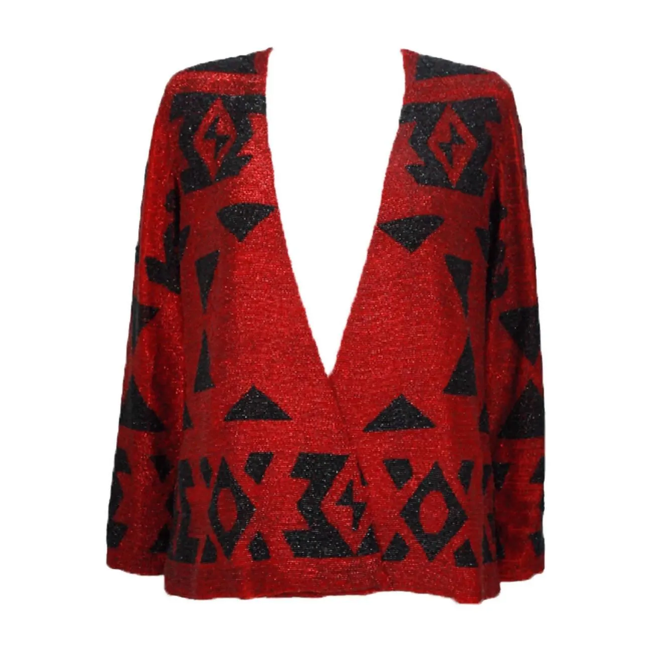 Ralph Lauren Red & Black Beaded Jacket | US 4