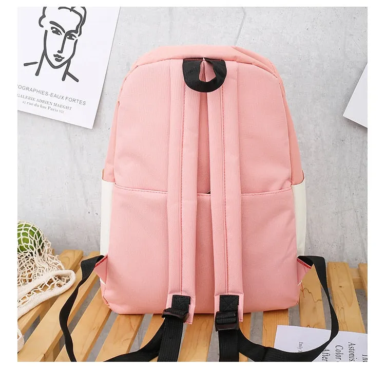 Realaiot 4Pcs/Set Schoolbags Teenager Girls Women Backpack Large Fashion Cute Pattern School Bags New Trend Shoulder Female