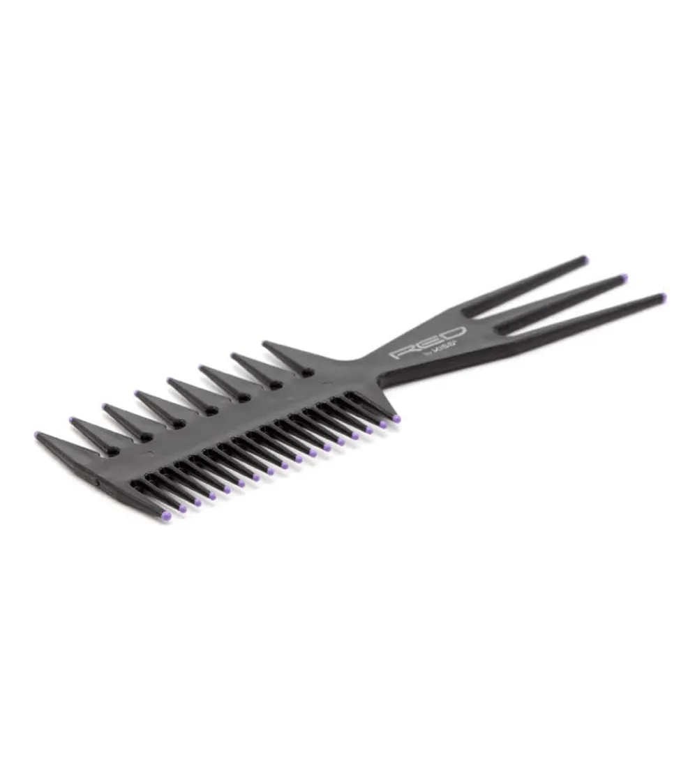 Red by Kiss 3-in-1 Comb – Small, Black, Multi-Functional for Styling, Parting & Detangling | HM58 | Compact & Travel-Friendly
