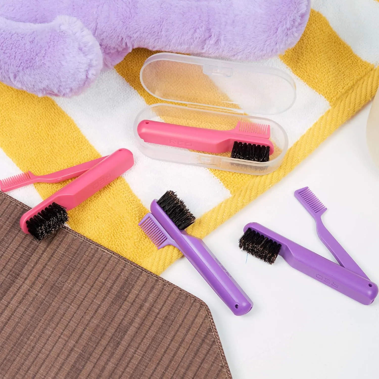 Red by Kiss Edge Fold Travel Size HH118 – Folding Edge Brush for Baby Hairs & Touch-Ups | Compact & Portable