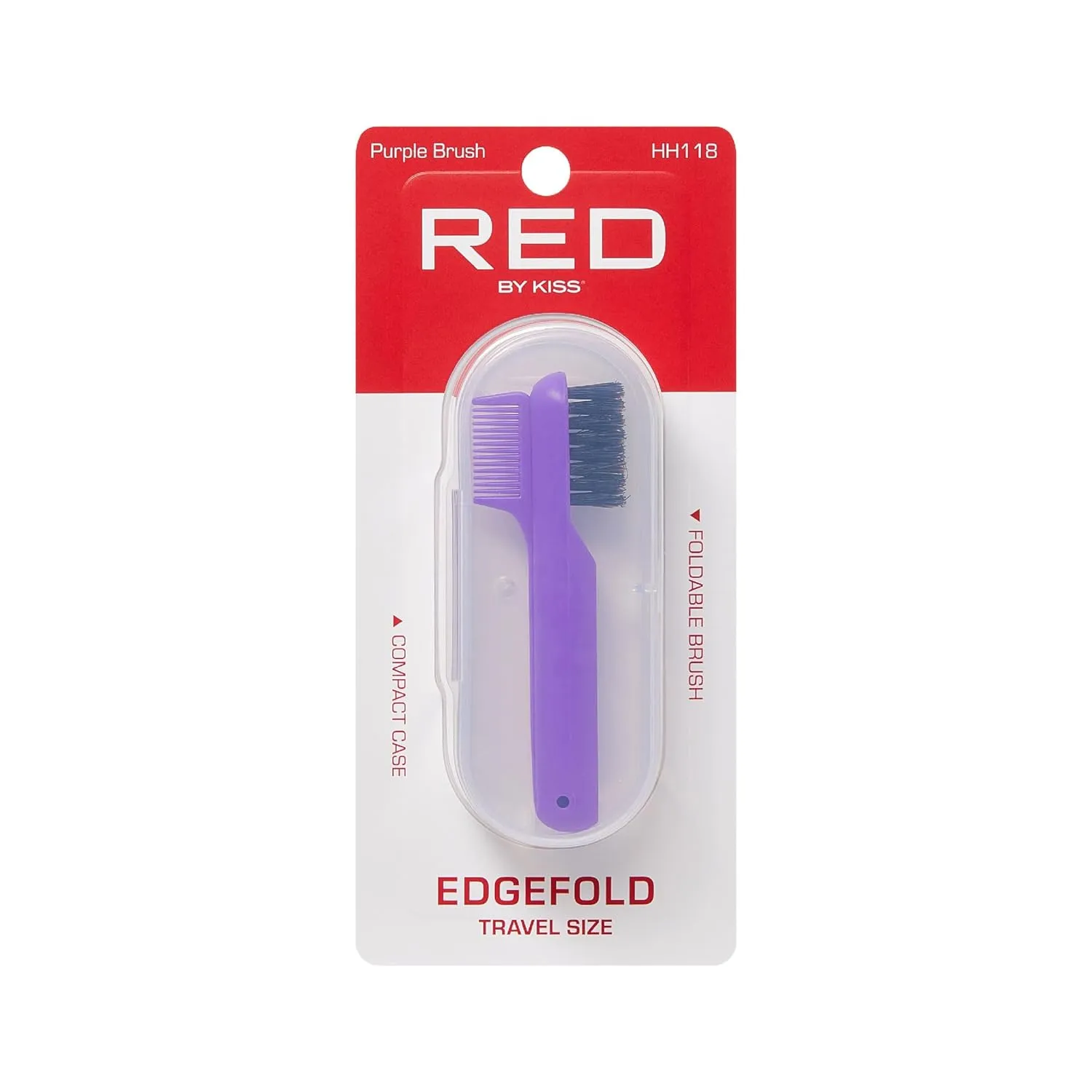 Red by Kiss Edge Fold Travel Size HH118 – Folding Edge Brush for Baby Hairs & Touch-Ups | Compact & Portable