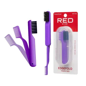 Red by Kiss Edge Fold Travel Size HH118 – Folding Edge Brush for Baby Hairs & Touch-Ups | Compact & Portable