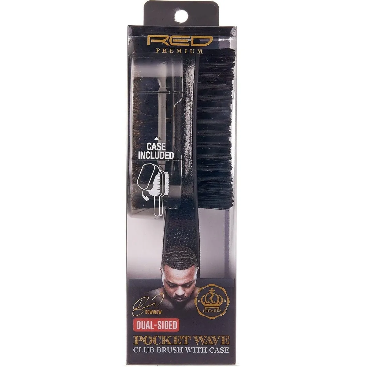 RED Premium Dual Sided Pocket Wave Palm Brush with Case BR35 – Travel-Friendly Brush for Sharp 360 Waves