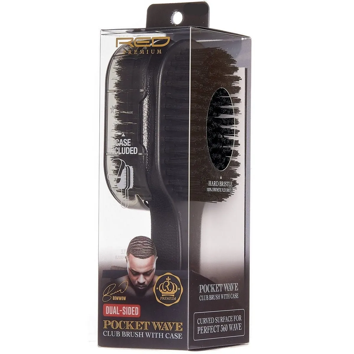 RED Premium Dual Sided Pocket Wave Palm Brush with Case BR35 – Travel-Friendly Brush for Sharp 360 Waves