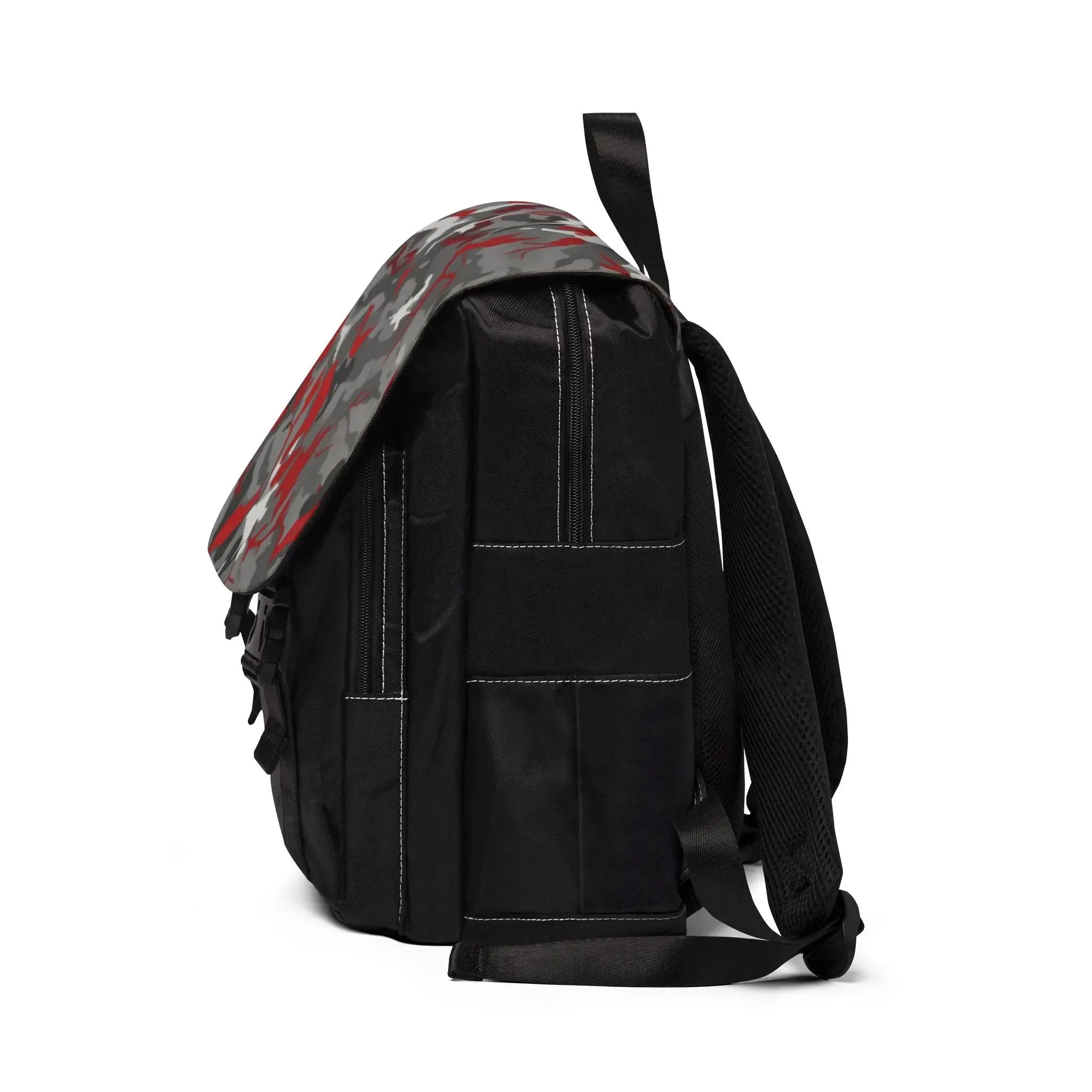 Red, White, and Gray Camo Shoulder Backpack