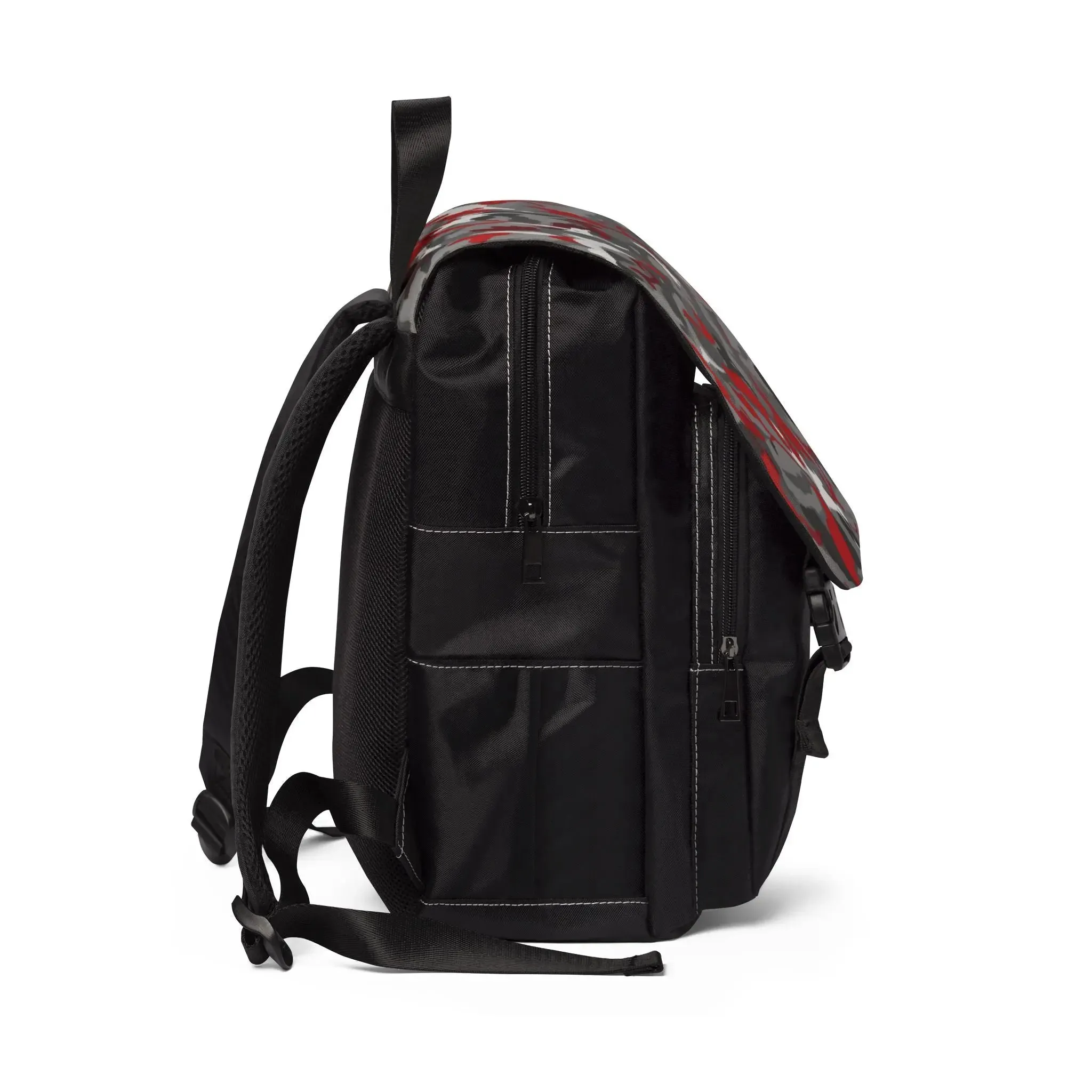 Red, White, and Gray Camo Shoulder Backpack