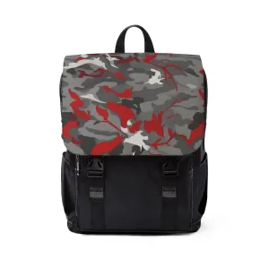 Red, White, and Gray Camo Shoulder Backpack