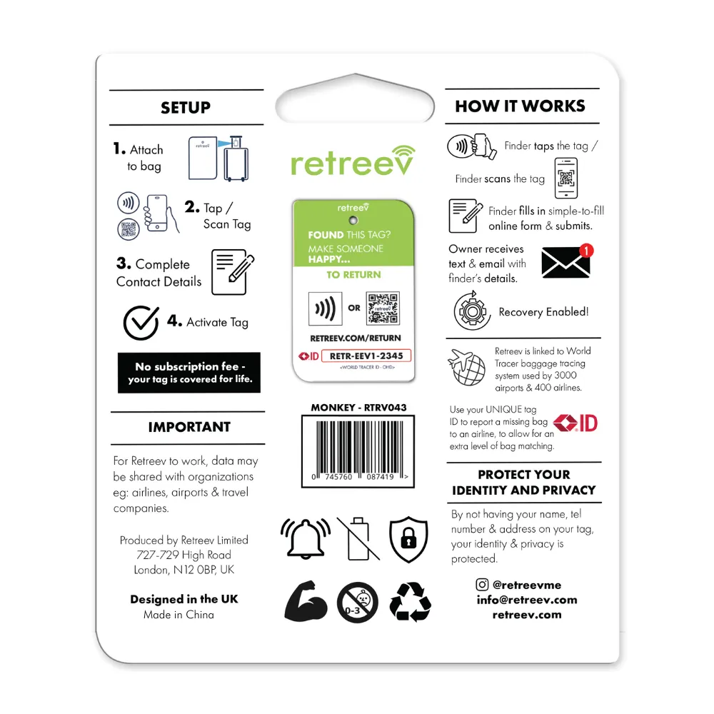 Retreev Smart Tag - Monkey