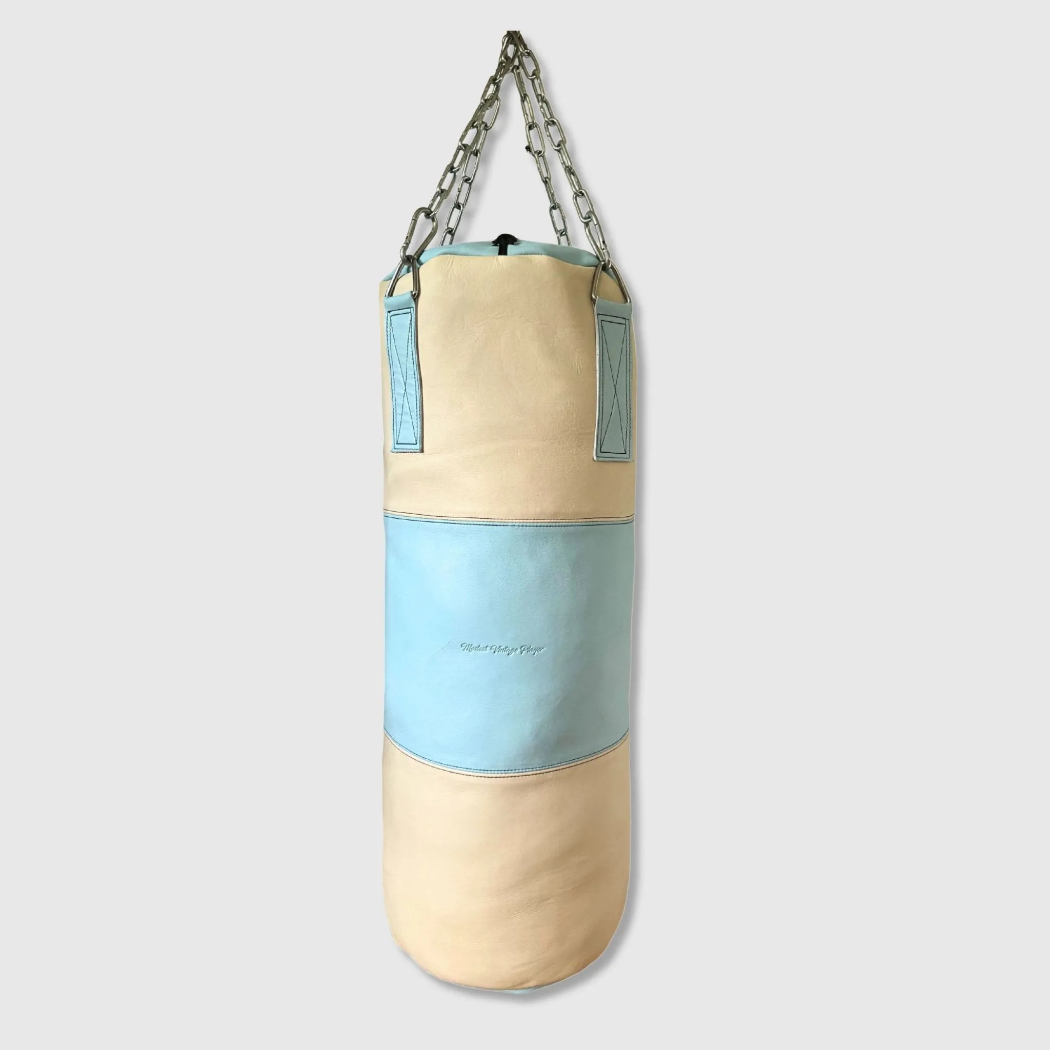 RETRO Cream / Baby Blue Leather Heavy Punching Bag (un-filled)
