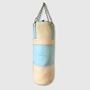 RETRO Cream / Baby Blue Leather Heavy Punching Bag (un-filled)