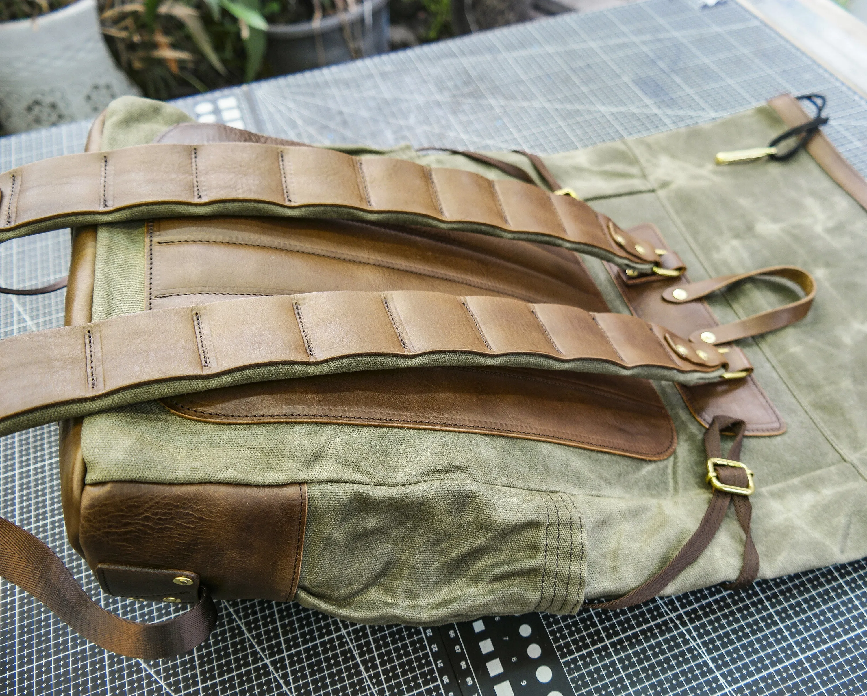 Retro oil wax canvas backpack - backpack travel, cycling backpack, motorcycle travel
