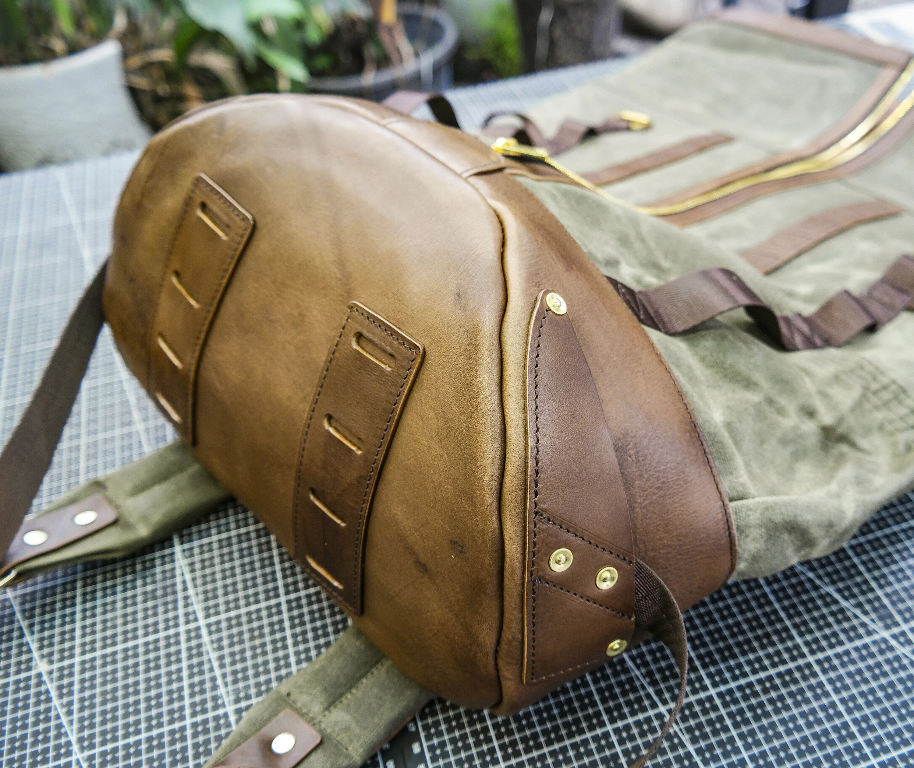 Retro oil wax canvas backpack - backpack travel, cycling backpack, motorcycle travel