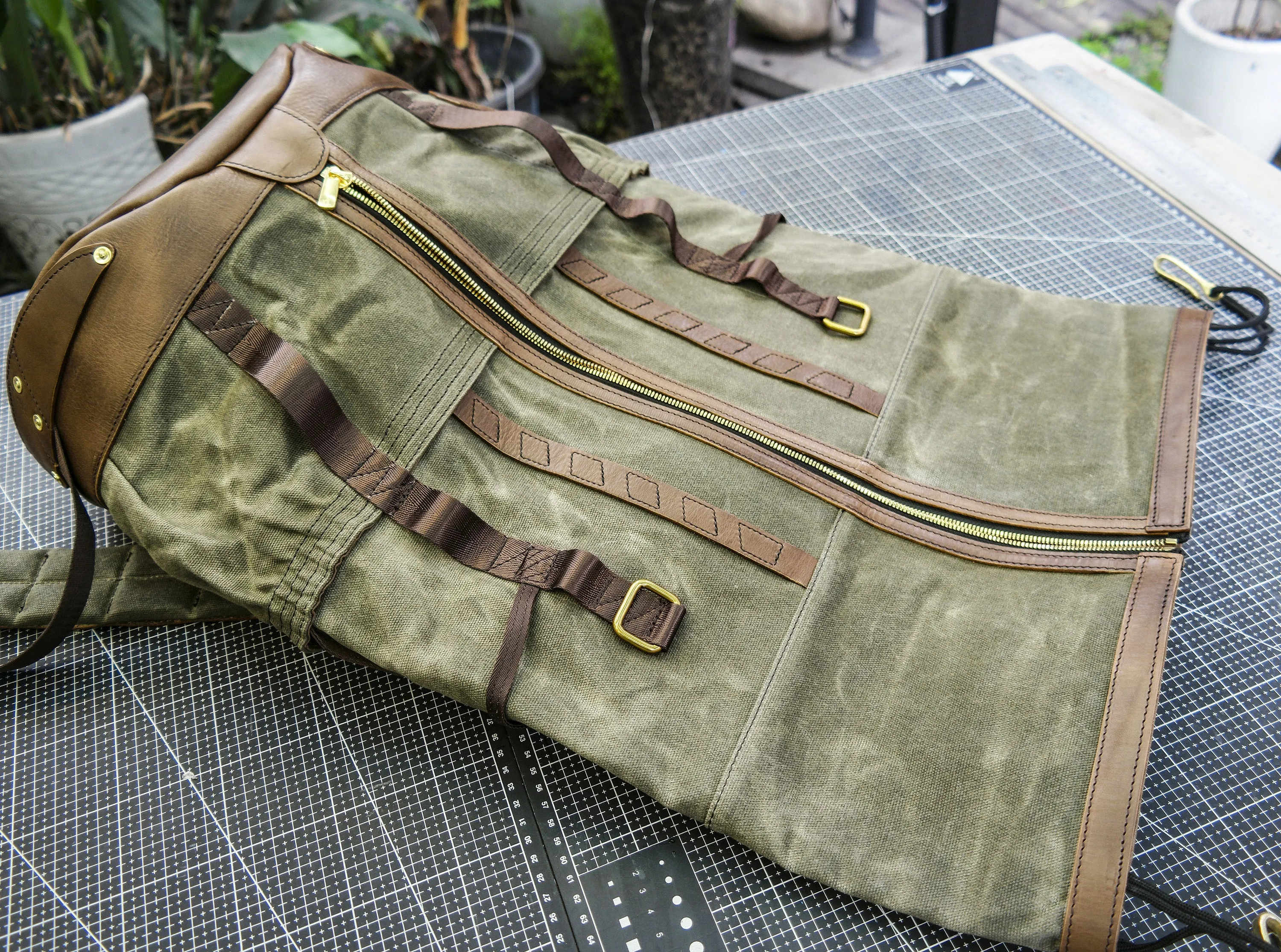 Retro oil wax canvas backpack - backpack travel, cycling backpack, motorcycle travel