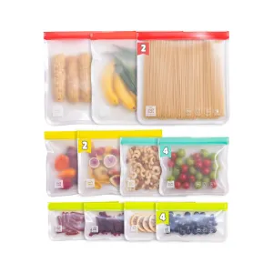 Reusable PEVA Storage Bags, Variety Pack- 12 Count