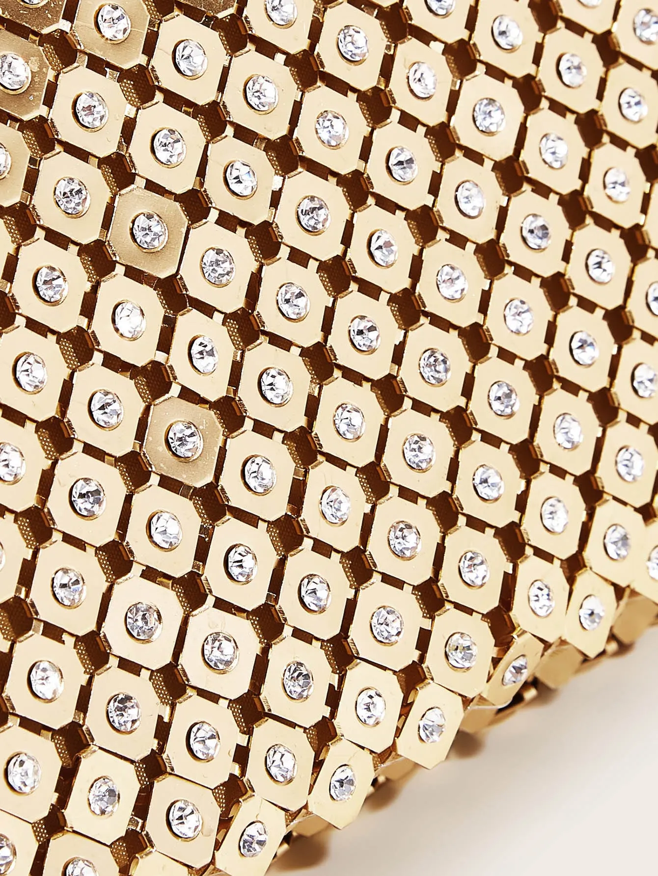 Rhinestone Decor Metallic Clutch Bag - Gold