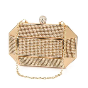 Rhinestone Evening Bags Luxury Iron Box Clutch
