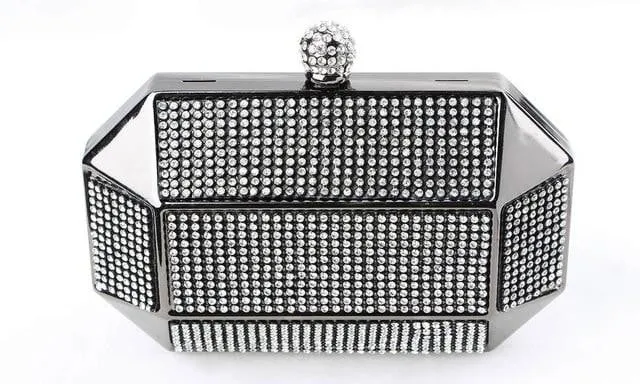 Rhinestone Evening Bags Luxury Iron Box Clutch