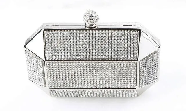 Rhinestone Evening Bags Luxury Iron Box Clutch