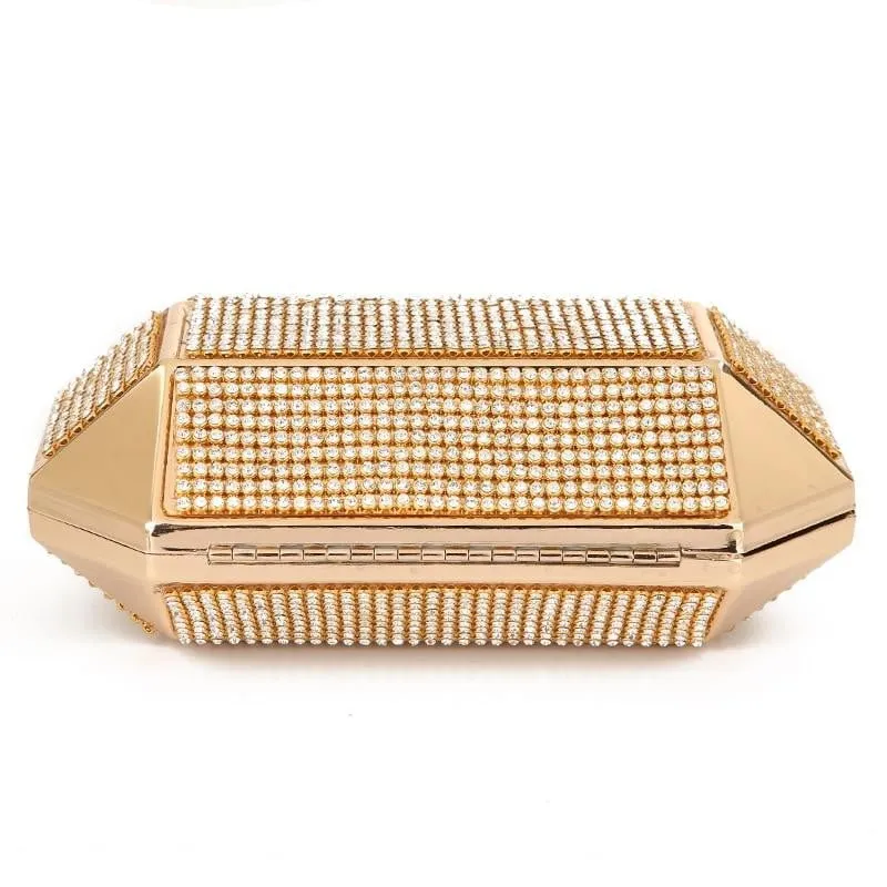 Rhinestone Evening Bags Luxury Iron Box Clutch