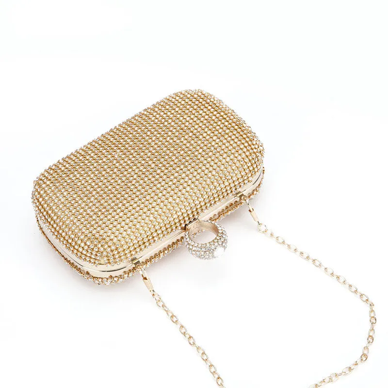 Rhinestone O-Ring Evening Clutch Bag