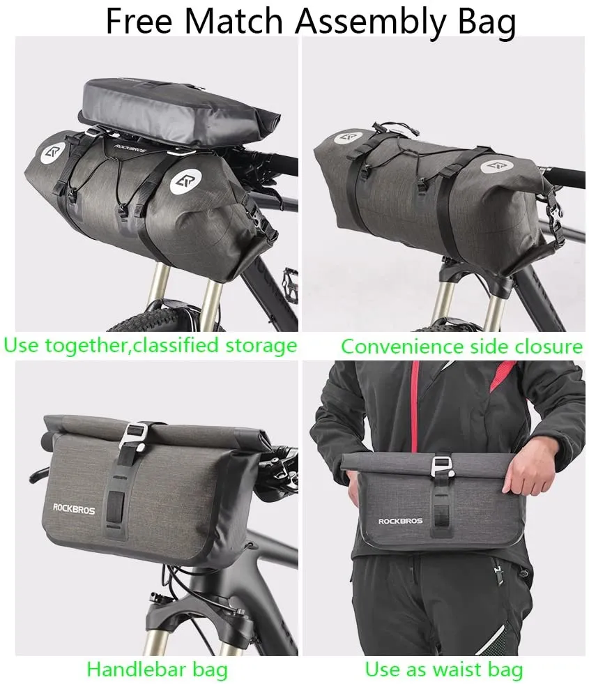 ROCKBROS Waterproof Handlebar Bags Front 2 Dry Packs for MTB Road Bicycles 19-20L