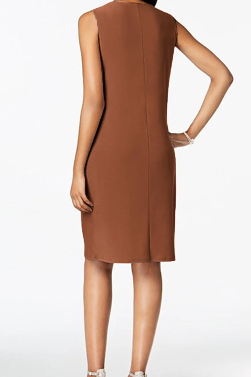 Round Neck 2 Pieces Knee Length Mother of The Bride Dress