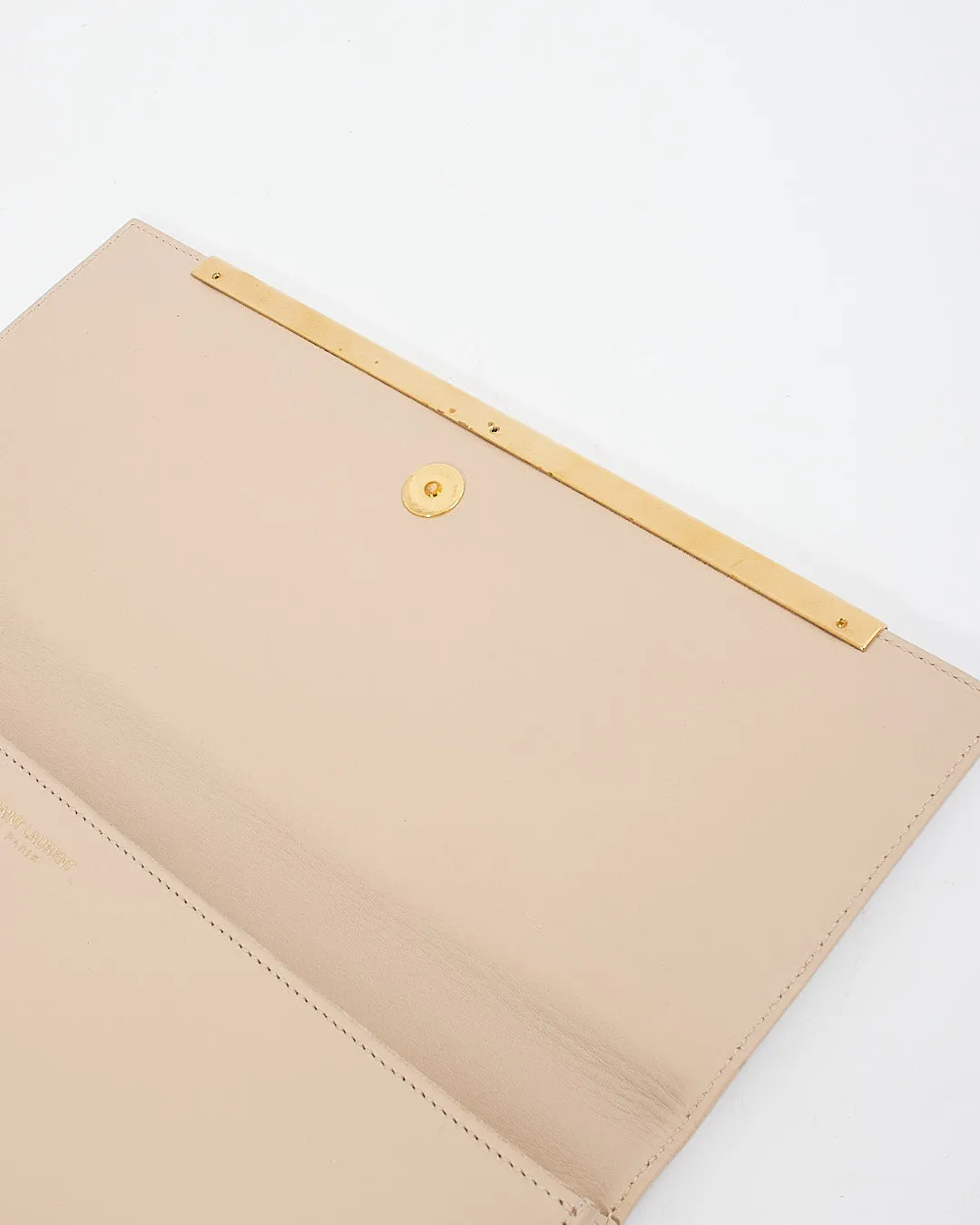 Saint Laurent Beige Leather Clutch