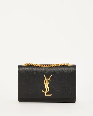 Saint Laurent Black Grain de Poudre Embossed Leather Small Kate Bag