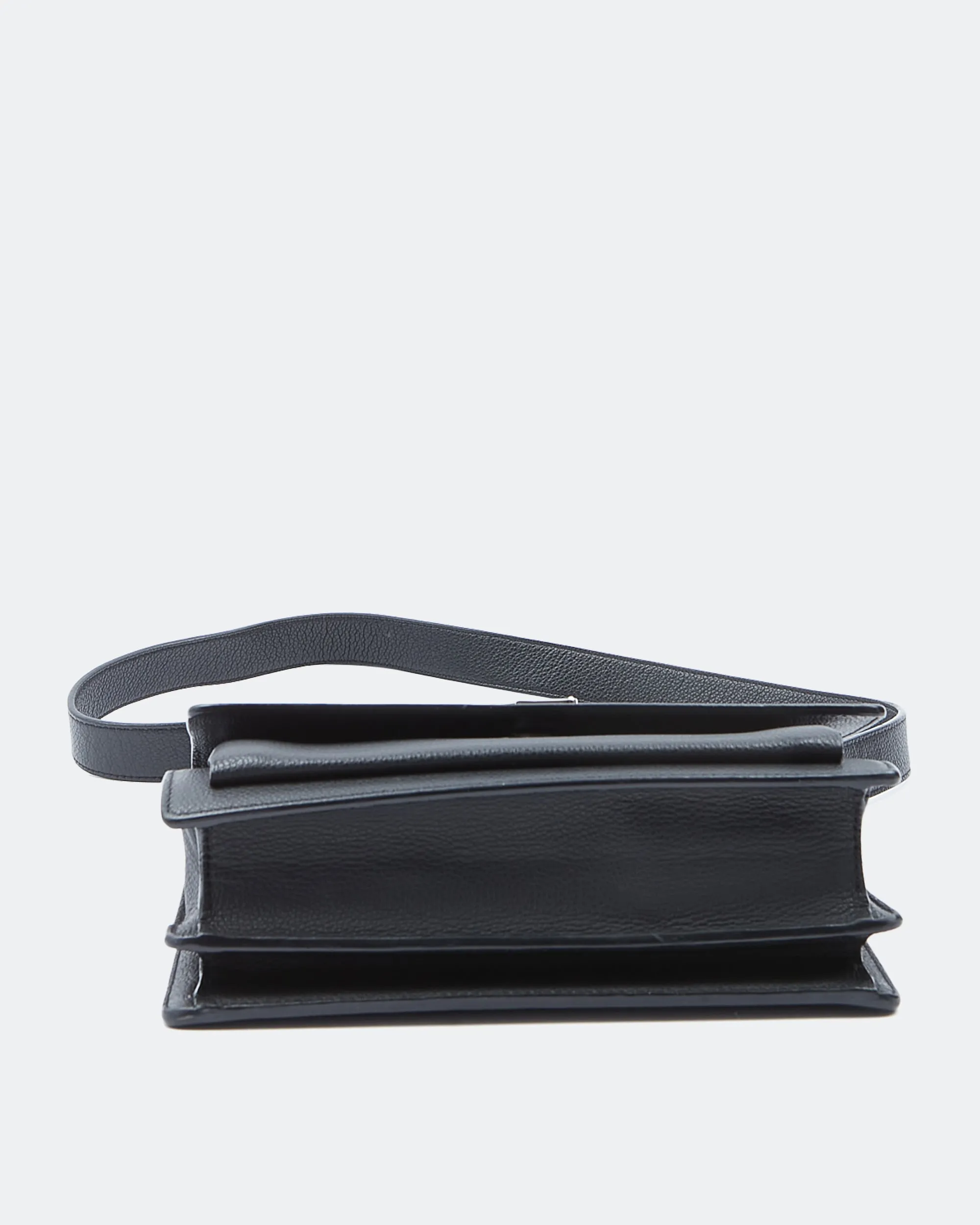Saint Laurent Black Grained Medium Sunset Leather Strap Bag