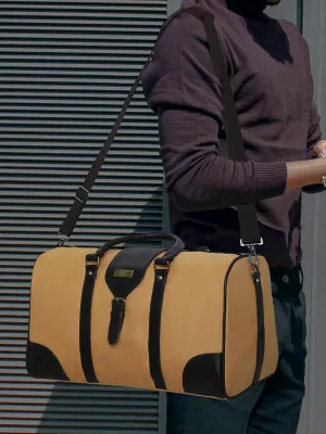 Sand Beige Recycled Canvas & Vegan Leather Travel Duffle