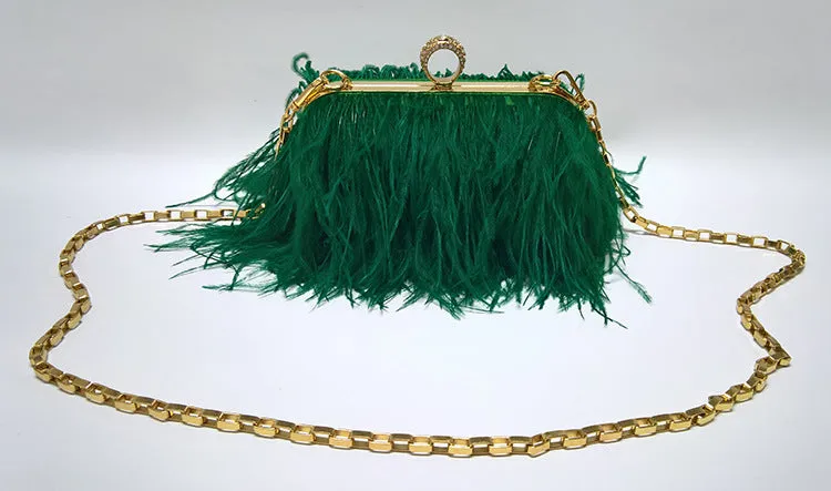 sd-hk Ladies Ostrich Feather Evening Bag