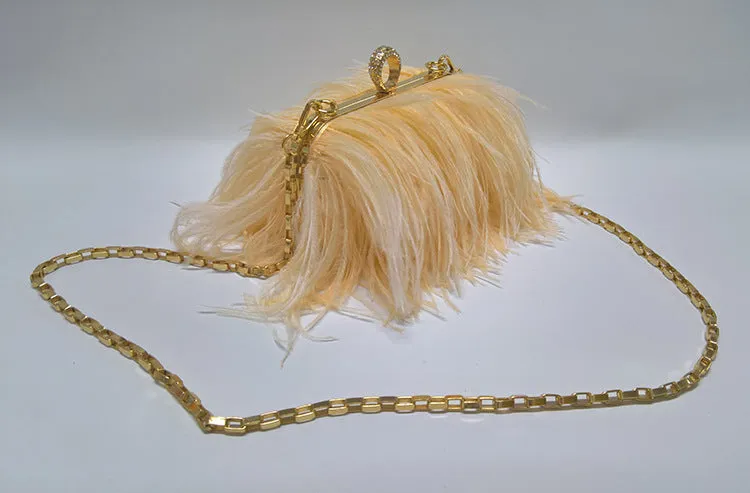 sd-hk Ladies Ostrich Feather Evening Bag