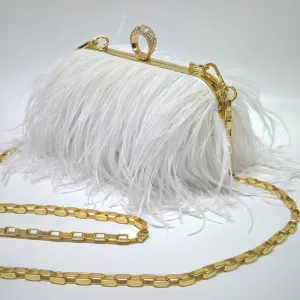sd-hk Ladies Ostrich Feather Evening Bag