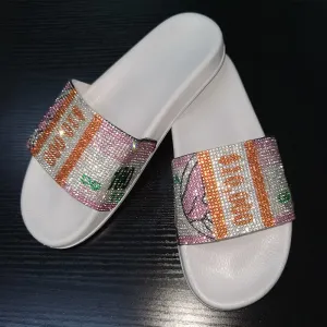 Sequins Rhinestone Money Print Slippers & Clutch Bags & Hair Bands (Sold Separately))