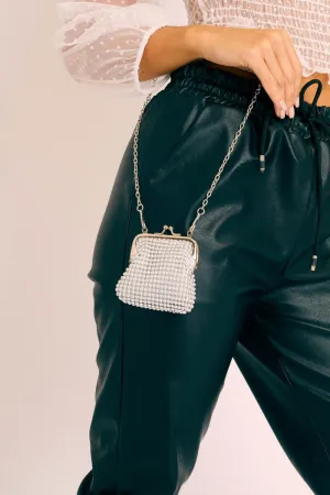 Silver Beaded Mini Purse Bag - Rianne