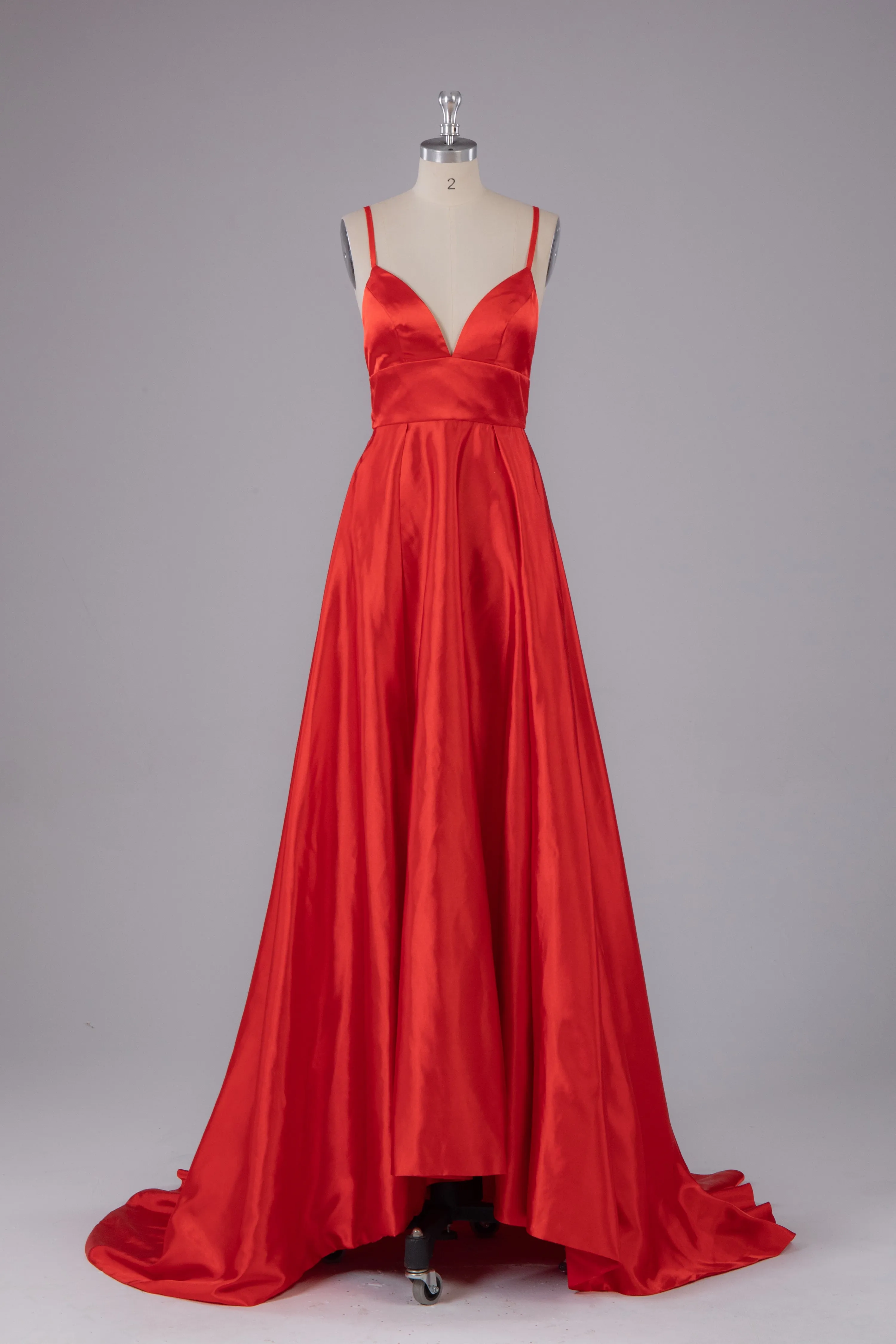 Simple A Line Backless Sweep Train Long Prom Dress