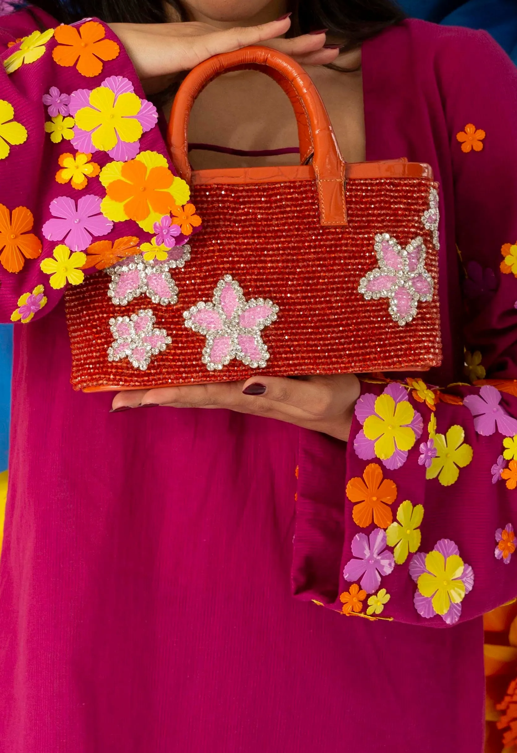 Small Flora Patent Flap Tote