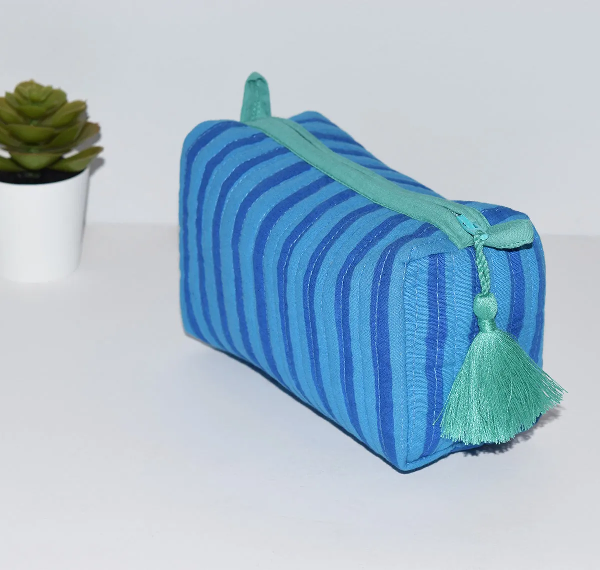 Small Waterproof Toiletry Bag | Blue Stripe