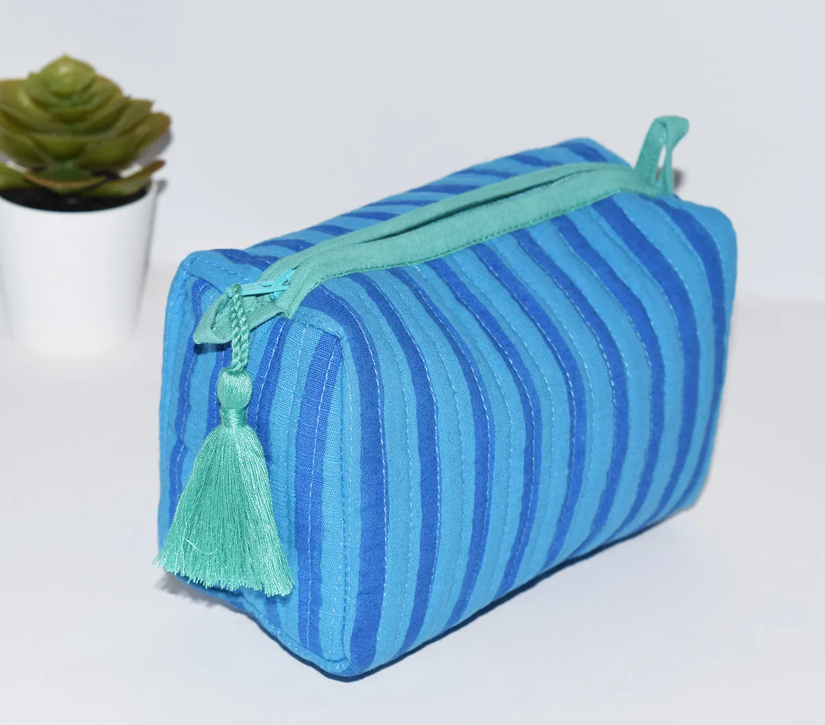 Small Waterproof Toiletry Bag | Blue Stripe
